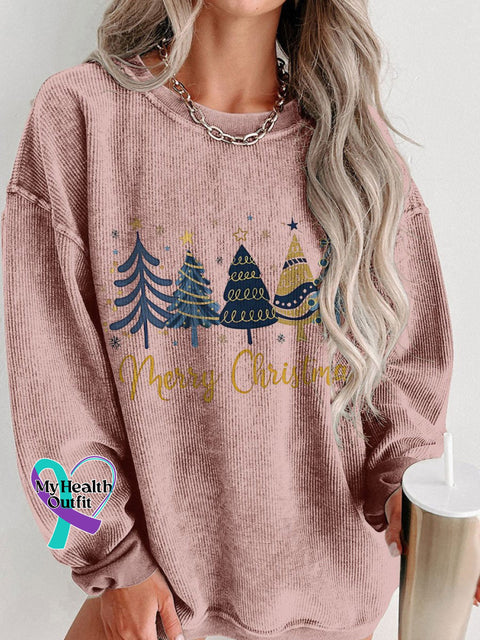 Women’s Christmas Snowflake Casual Print Corduroy Sweatshirt Pink / S