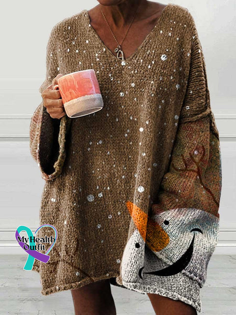 Women’s Christmas Snowman Casual Pullover Sweater Multicolor / M