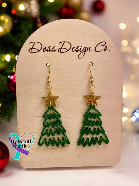 Women’s Christmas Tree Art Earrings Star / Size