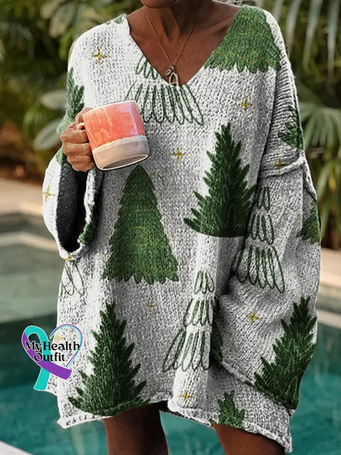 Women’s Christmas Tree Casual Pullover Sweater Multicolor / S
