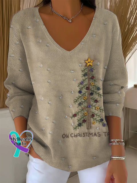 Women’s Christmas Tree Casual Pullover Sweater Multicolor / S