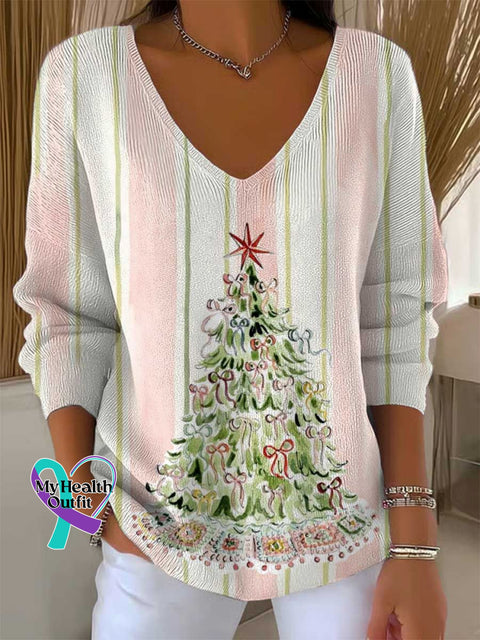 Women’s Christmas Tree Casual Pullover Sweater Multicolor / S