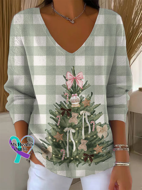 Women’s Christmas Tree Casual Pullover Sweater Multicolor / S