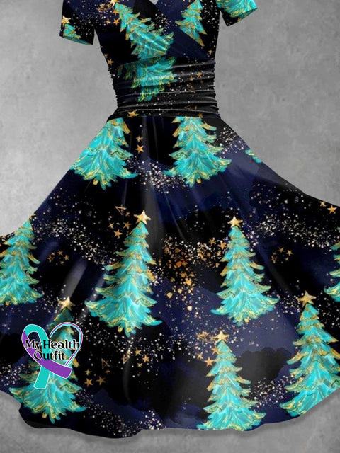Women’s Christmas Tree Print Casual Dress