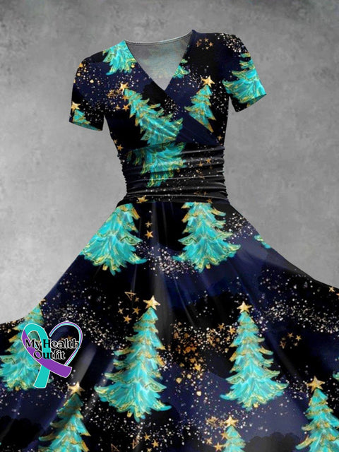 Women’s Christmas Tree Print Casual Dress