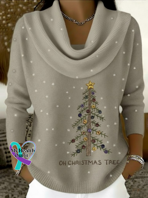 Women’s Christmas Tree Print Knit Pullover Multicolor / S