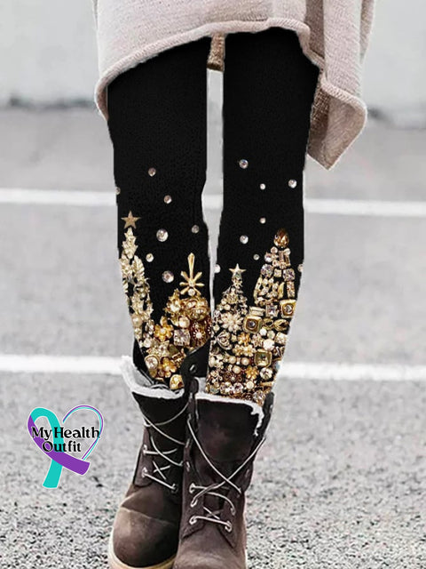 Women’s Christmas Trees Print Leggings Black / S
