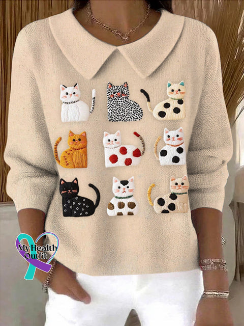 Women’s Colorful Animals Printed Soft Sweater Top As picture / S