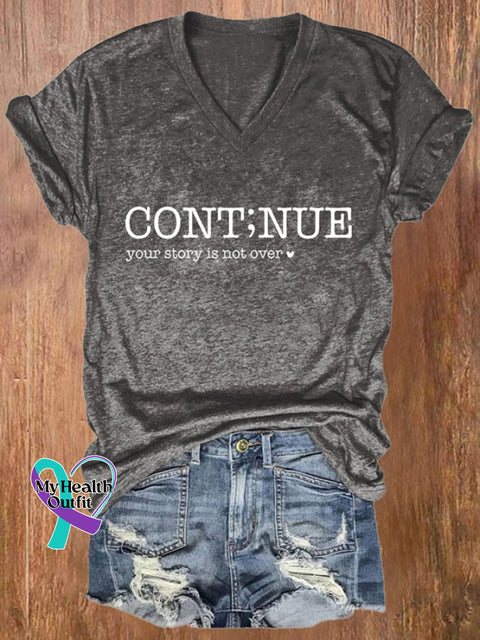 Women’s Continue Your Story Is Not Over Print T-Shirt Dark Grey / S