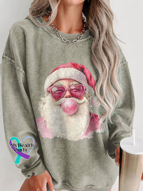 Women’s Coquette Santa Bubble Gum Christmas Casual Print Shirt Brown / S