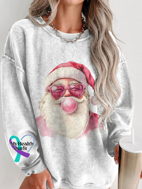 Women’s Coquette Santa Bubble Gum Christmas Casual Print Shirt White / S