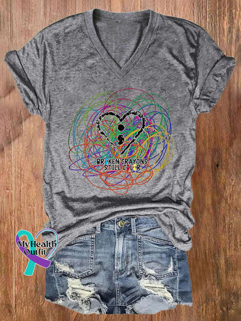 Women’s Crayon V-Neck T-Shirt Grey / S