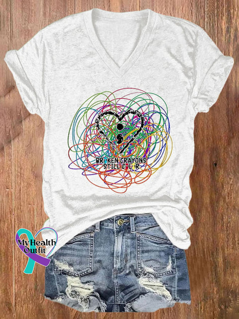 Women’s Crayon V-Neck T-Shirt White / S