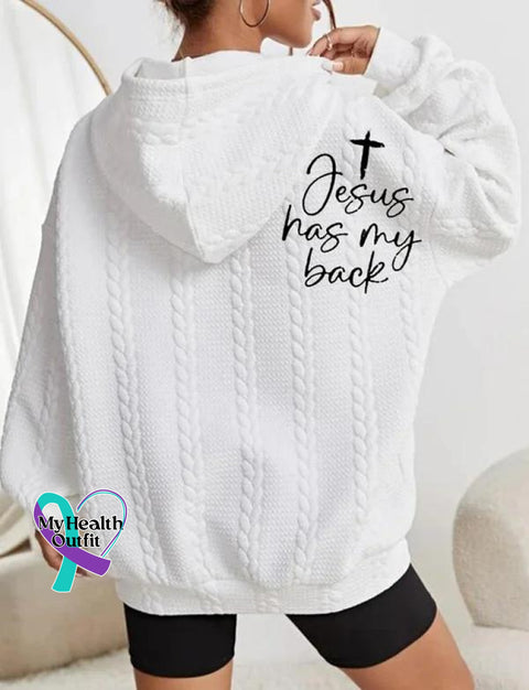 Women’s Cross Jesus Has My Back Art Print Casual Sweatshirt