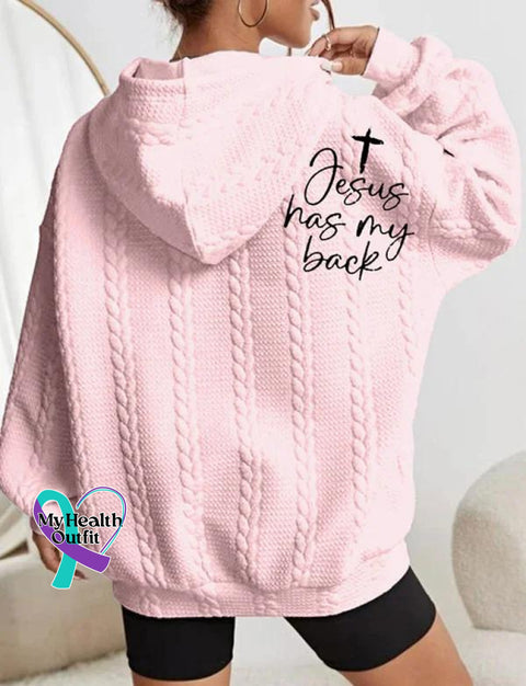 Women’s Cross Jesus Has My Back Art Print Casual Sweatshirt