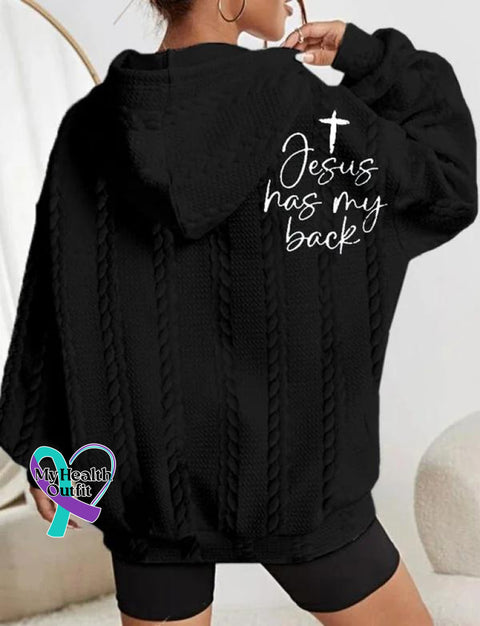 Women’s Cross Jesus Has My Back Art Print Casual Sweatshirt