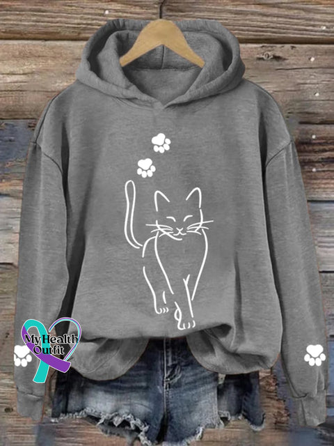 Women’s Cute Cat Graphic Mom Casual Hoodie Dark Grey / S