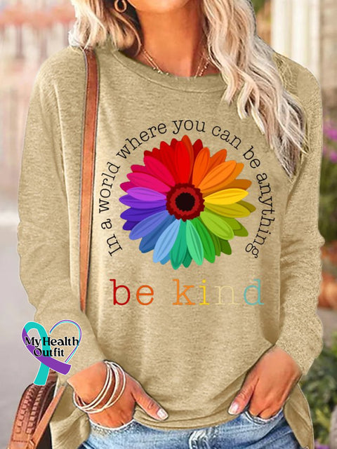 Women’s Daisy In A World Where You Can Be Anything Kind Vintage Long Sleeve T-Shirt Apricot / S(6-8)