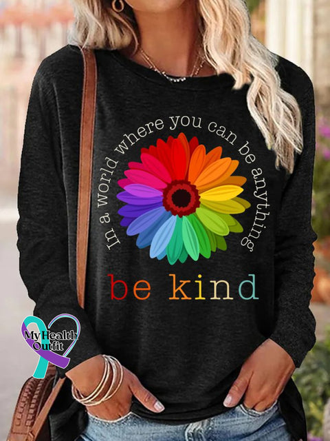 Women’s Daisy In A World Where You Can Be Anything Kind Vintage Long Sleeve T-Shirt Black / S(6-8)