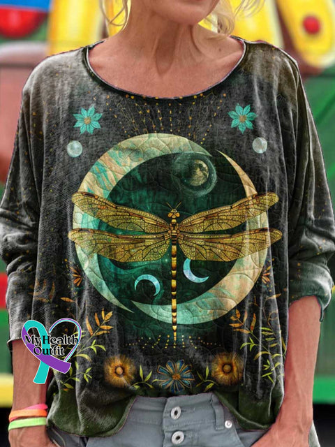 Women’s Dandelion Moon Art Print Casual Long Sleeve T-shirt Multicolor / S
