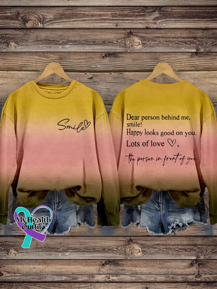 Women’s Dear Person Behind Me Smile Casual Sweatshirt Yellow / S