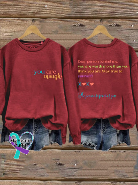 Women’s Dear Person Behind Me You Are Worth More Than Think Enough Mental Health Sweatshirt Red / S