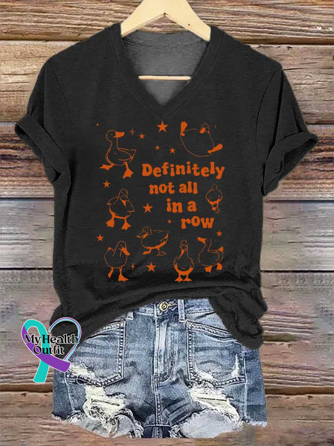 Women’s Definitely Not All In A Row V-neck Casual T-Shirt Black / S