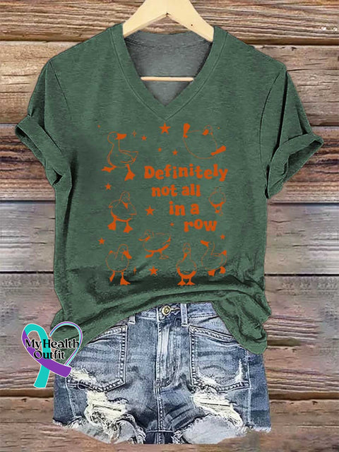 Women’s Definitely Not All In A Row V-neck Casual T-Shirt Green / S