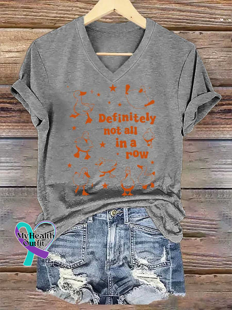 Women’s Definitely Not All In A Row V-neck Casual T-Shirt Grey / S