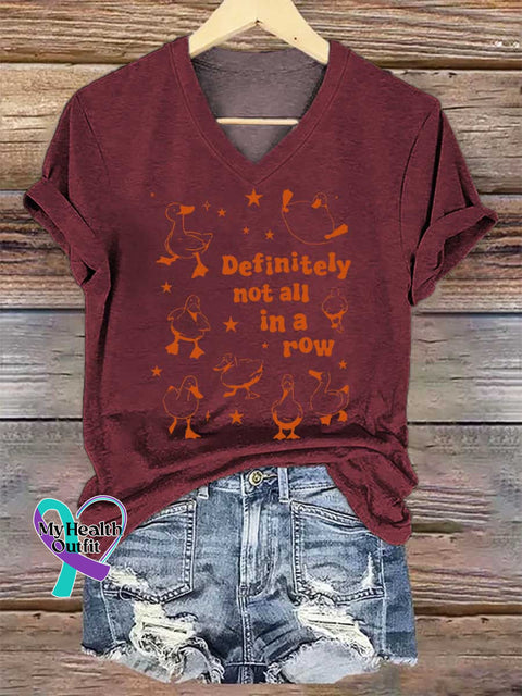 Women’s Definitely Not All In A Row V-neck Casual T-Shirt Red / S