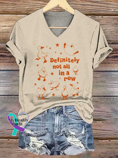 Women’s Definitely Not All In A Row V-neck Casual T-Shirt Sand / S