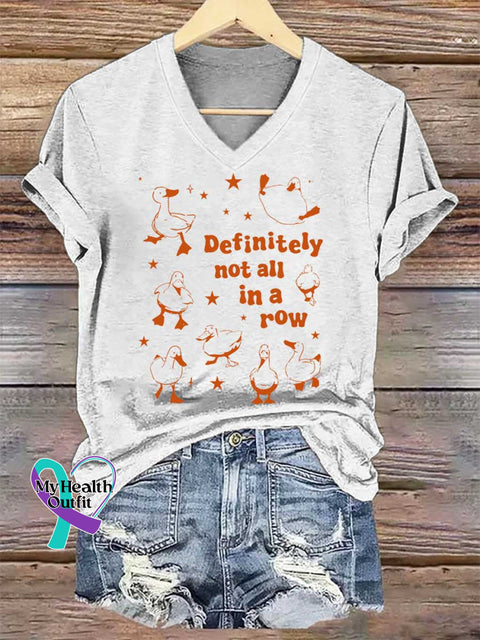 Women’s Definitely Not All In A Row V-neck Casual T-Shirt White / S