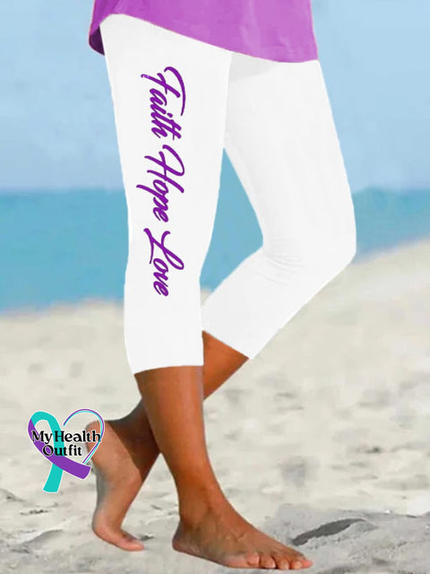 Women’s Dementia Alzheimer’s Disease Awareness Faith Hope Fight Love Print Leggings