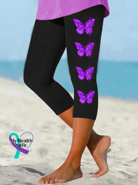 Women’s Dementia Alzheimer’s Disease Awareness Faith Hope Fight Love Print Leggings