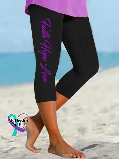 Women’s Dementia Alzheimer’s Disease Awareness Faith Hope Fight Love Print Leggings