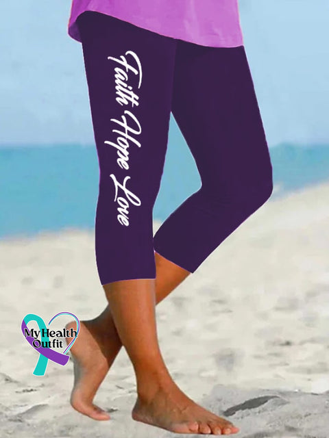 Women’s Dementia Alzheimer’s Disease Awareness Faith Hope Fight Love Print Leggings
