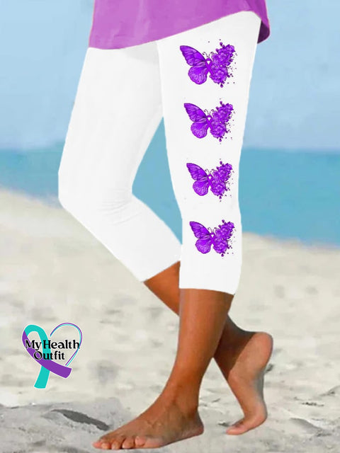 Women’s Dementia Alzheimer’s Disease Awareness Faith Hope Fight Love Print Leggings White / S