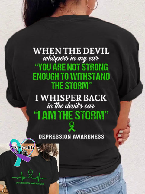 Women’s Depression Awareness I Am The Strom Printed T-Shirt Black / S