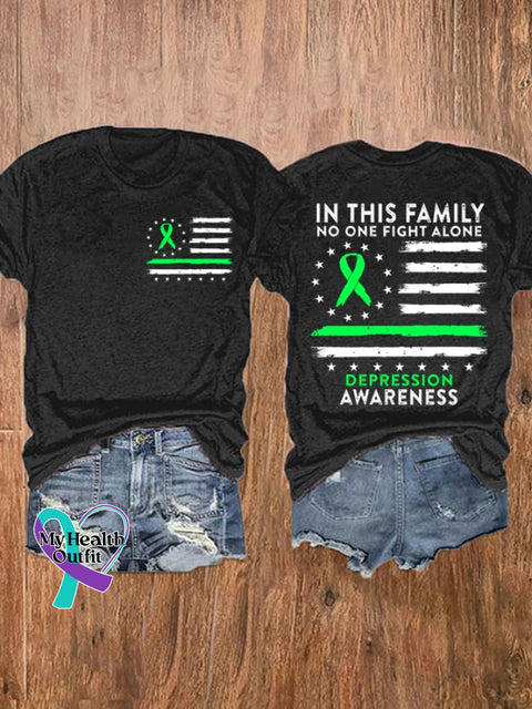 Women’s Depression Awareness In This Family No One Fight Alone T-Shirt Black / S