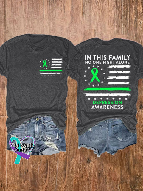 Women’s Depression Awareness In This Family No One Fight Alone T-Shirt Dark Grey / S