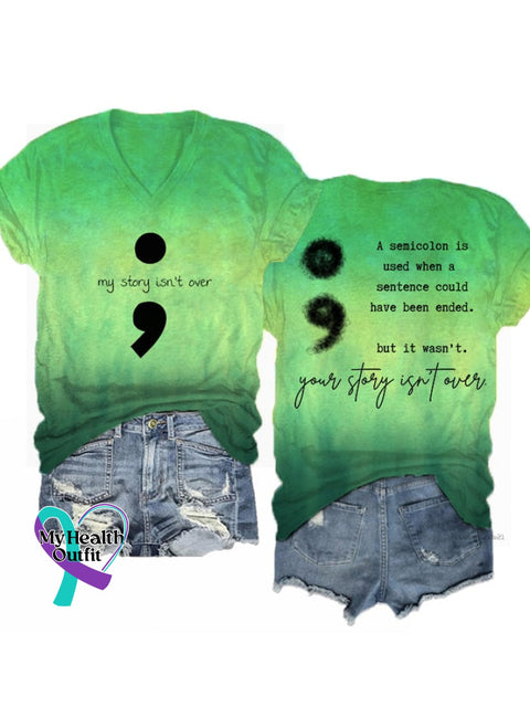 Women’s Depression Awareness Your Story Isn’t Over Print T-Shirt Green / S