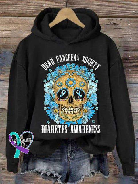 Women’s Diabetes Awareness Art Print Casual Sweatshirt Black / S