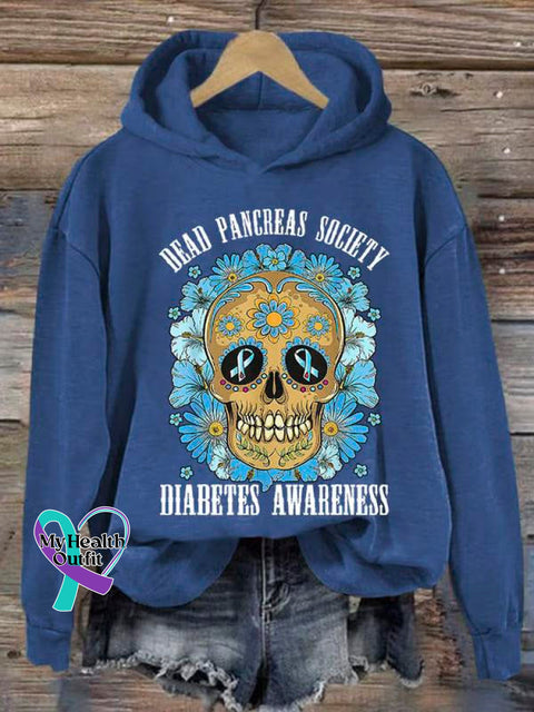 Women’s Diabetes Awareness Art Print Casual Sweatshirt Blue / S