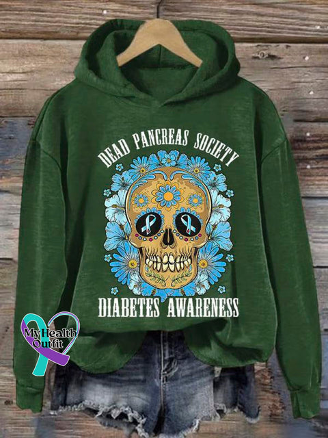 Women’s Diabetes Awareness Art Print Casual Sweatshirt Green / S