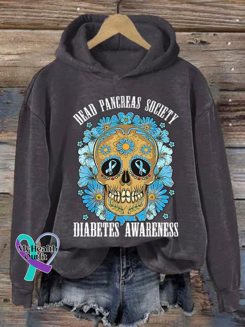 Women’s Diabetes Awareness Art Print Casual Sweatshirt Grey / S