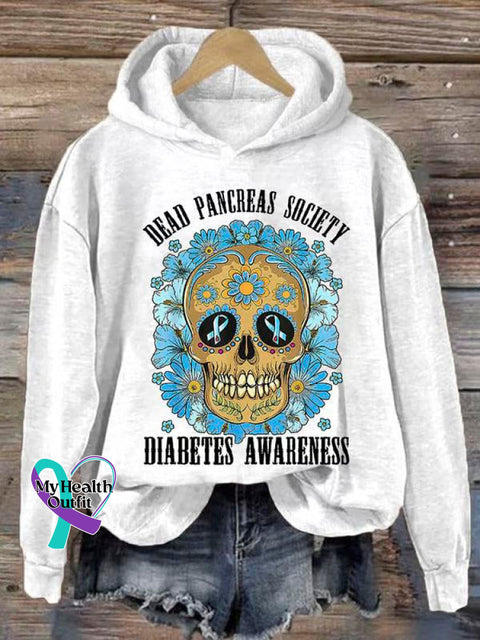 Women’s Diabetes Awareness Art Print Casual Sweatshirt White / S