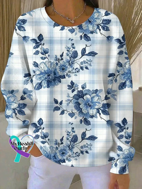 Women’s Diabetes Awareness Print Art Casual Sweatshirt White / S