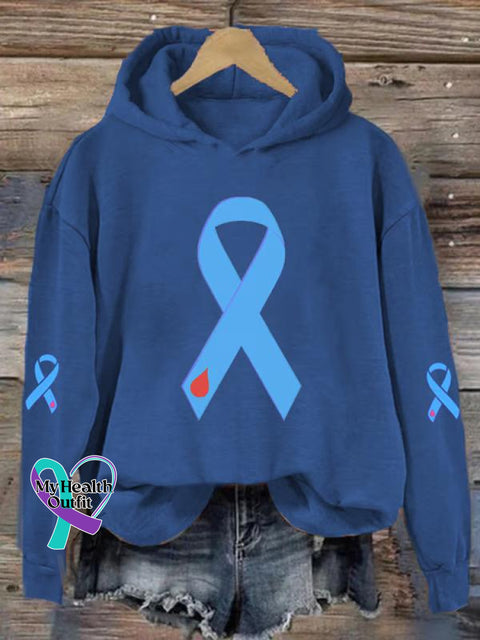 Women’s Diabetes Awareness Print Casual Sweatshirt Blue / S