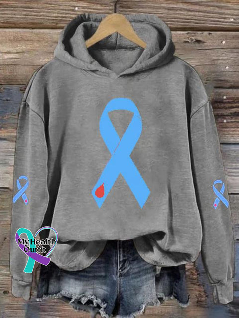 Women’s Diabetes Awareness Print Casual Sweatshirt Grey / S