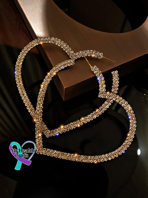 Women’s Diamond Heart Earrings Gold / One-Size